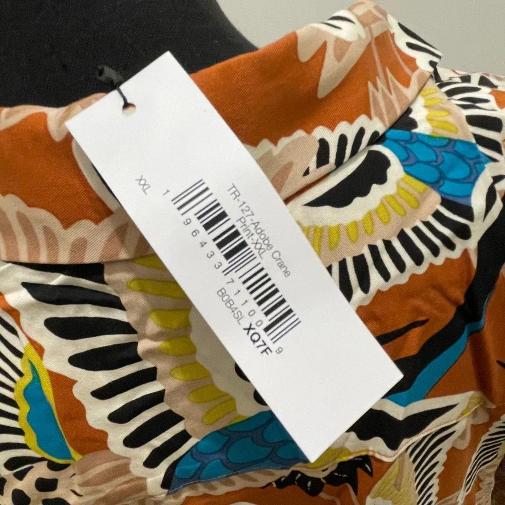 TEREA BY ANDREA PITTER Womens Long Sleeve Maxi Dress Adobe Crane Print XXL - Picture 7 of 9